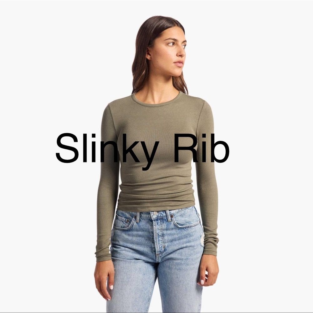 Nuuds Slinky Rib LS Olive Top